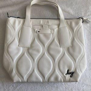 White Quilted Leather Tote with Silver Hardware